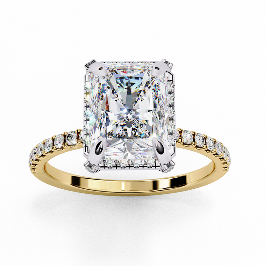 Lab Grown Diamond Solitaire Ring Radiant Stone (3.38ct) In 14K Gold