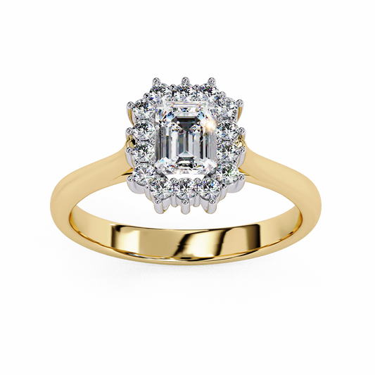 Lab Grown Diamond Ring Emerald Stone (0.63ct) In 14K Gold