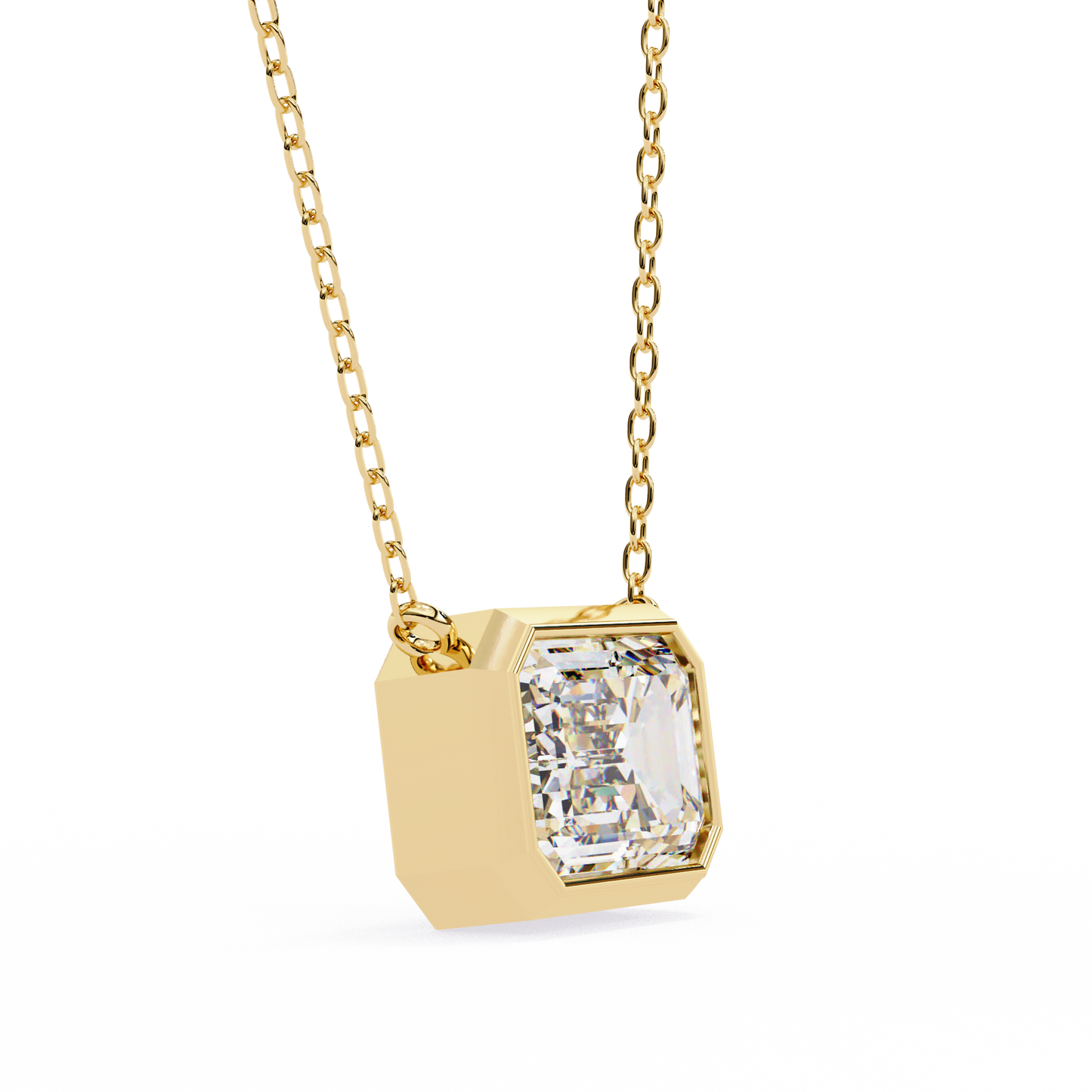 Lab Grown Solitaire Diamond Pendant Emerald Stone (1.20ct) In 14K Gold Without Chain