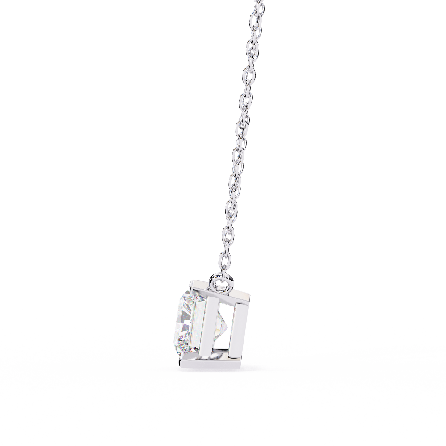 Lab Grown Solitaire Diamond Pendant Radiant Stone (1.95ct) In 14K Gold Without Chain