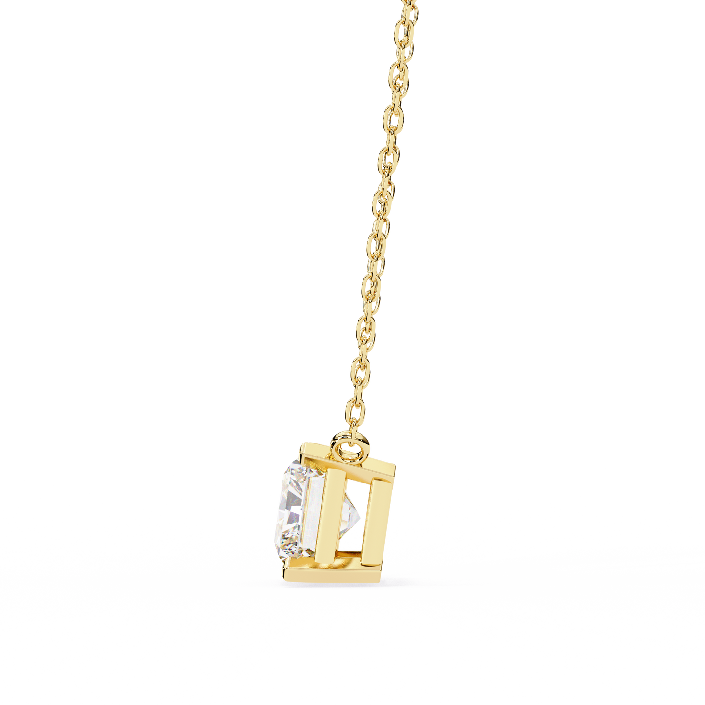 Lab Grown Solitaire Diamond Pendant Radiant Stone (1.95ct) In 14K Gold Without Chain