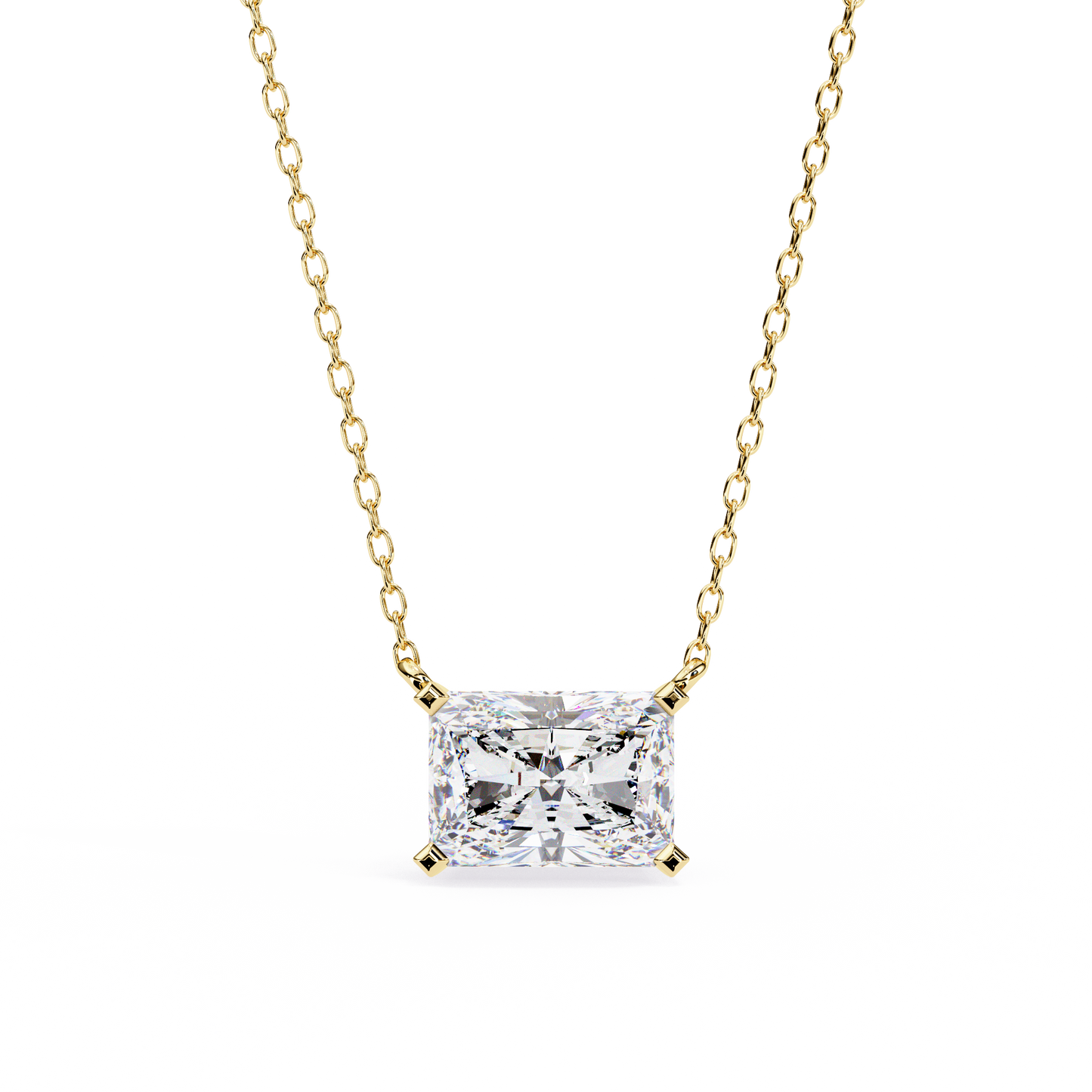 Lab Grown Solitaire Diamond Pendant Radiant Stone (1.95ct) In 14K Gold Without Chain