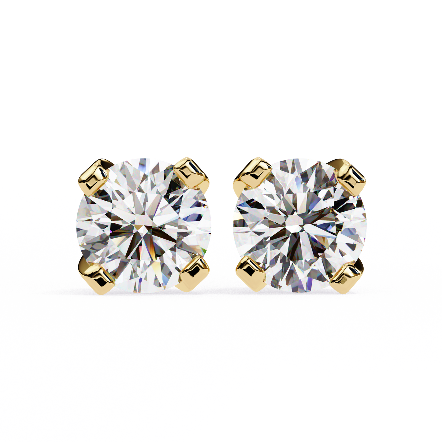 LGD Solitaire Ear Studs Round Stone (2.58ct Pair) In 14K Gold