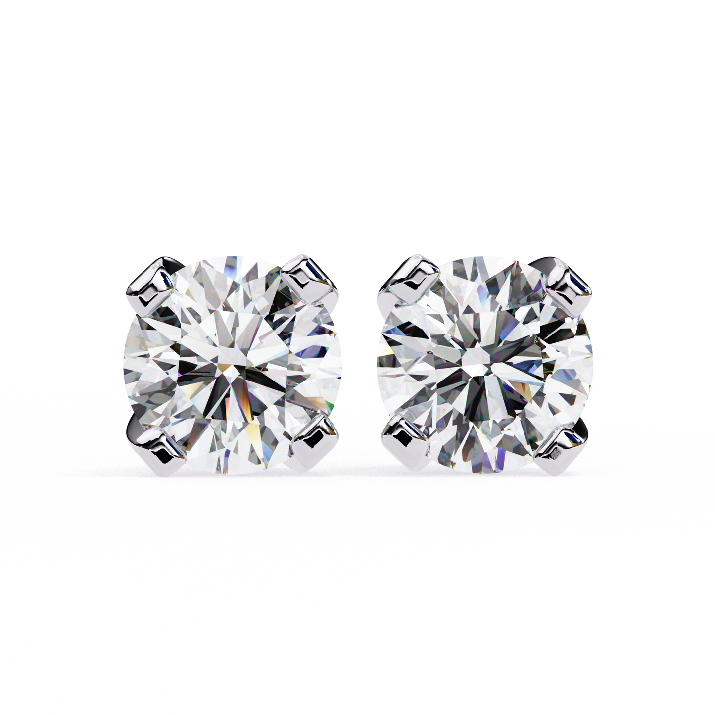 LGD Solitaire Ear Studs Round Stone (2.58ct Pair) In 14K Gold