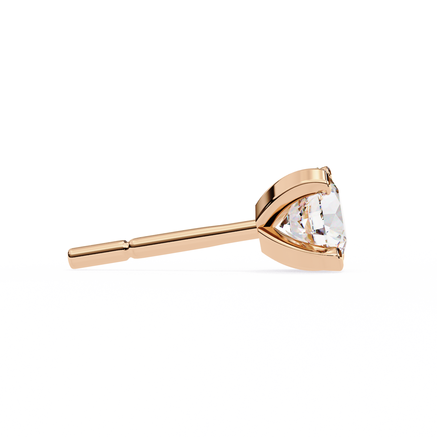 LGD Solitaire Ear Studs Round Stone (2.58ct Pair) In 14K Gold