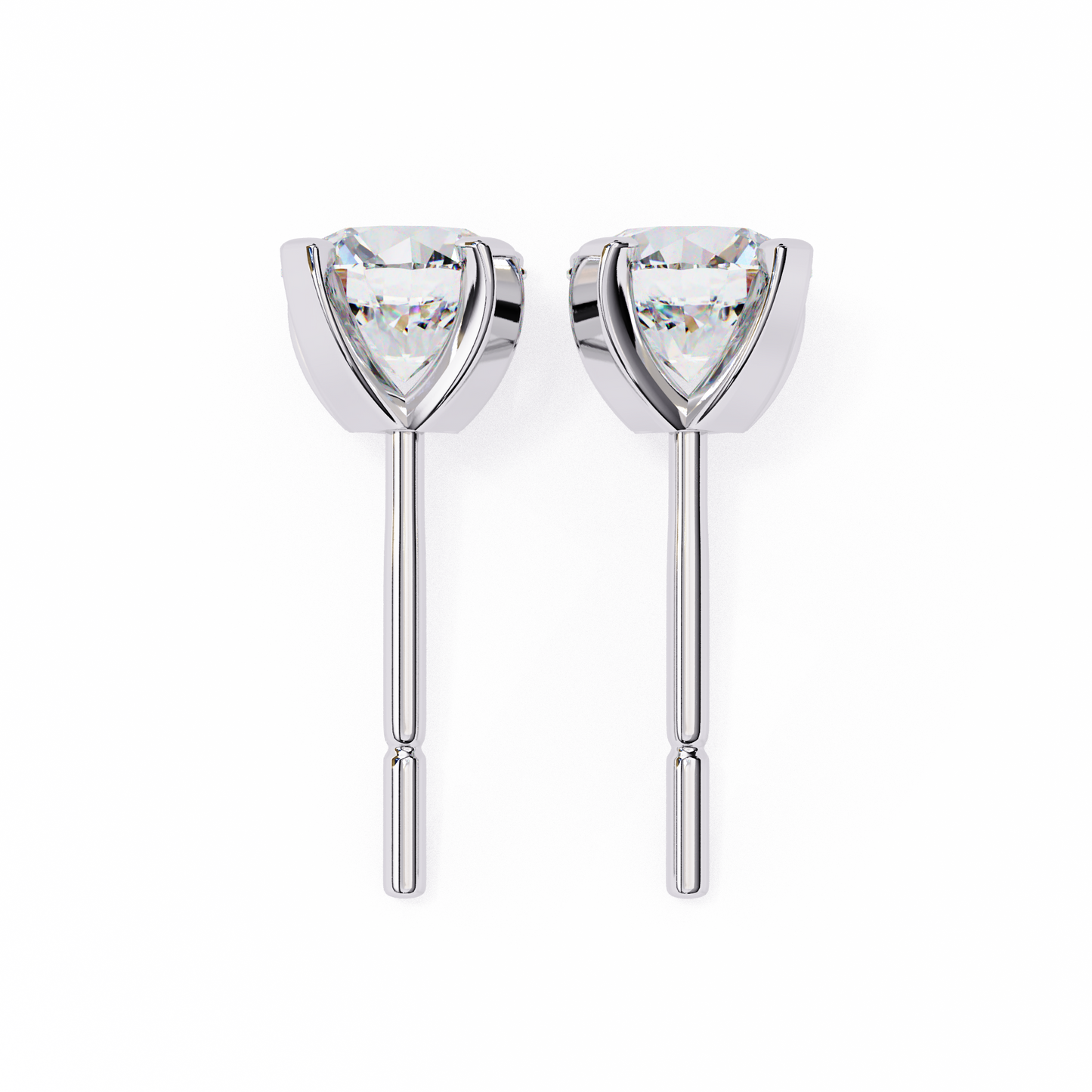 LGD Solitaire Ear Studs Round Stone (2.58ct Pair) In 14K Gold