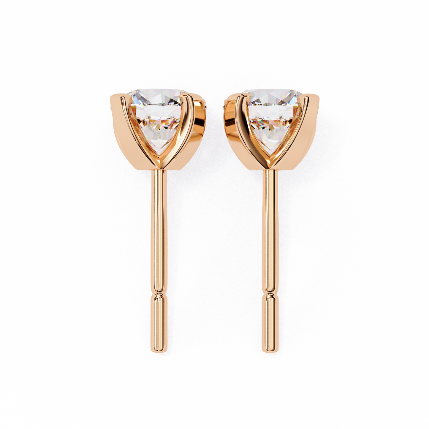 LGD Solitaire Ear Studs Round Stone (2.58ct Pair) In 14K Gold