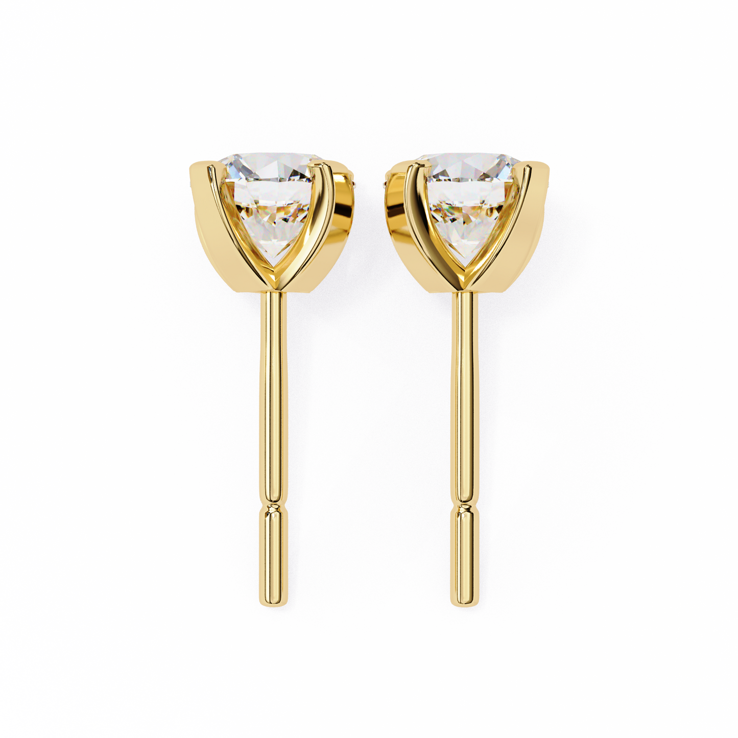 LGD Solitaire Ear Studs Round Stone (2.58ct Pair) In 14K Gold