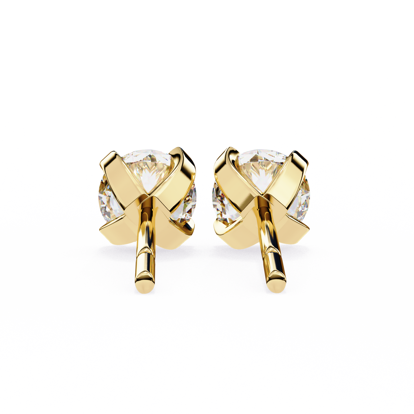 LGD Solitaire Ear Studs Round Stone (2.58ct Pair) In 14K Gold