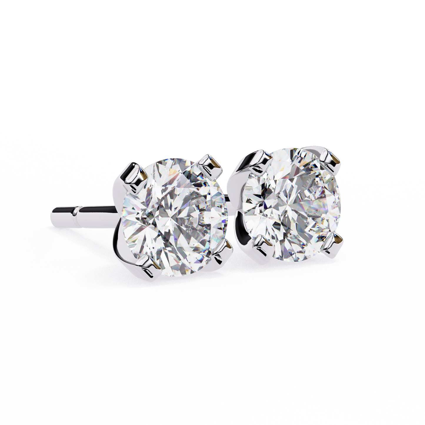LGD Solitaire Ear Studs Round Stone (2.58ct Pair) In 14K Gold
