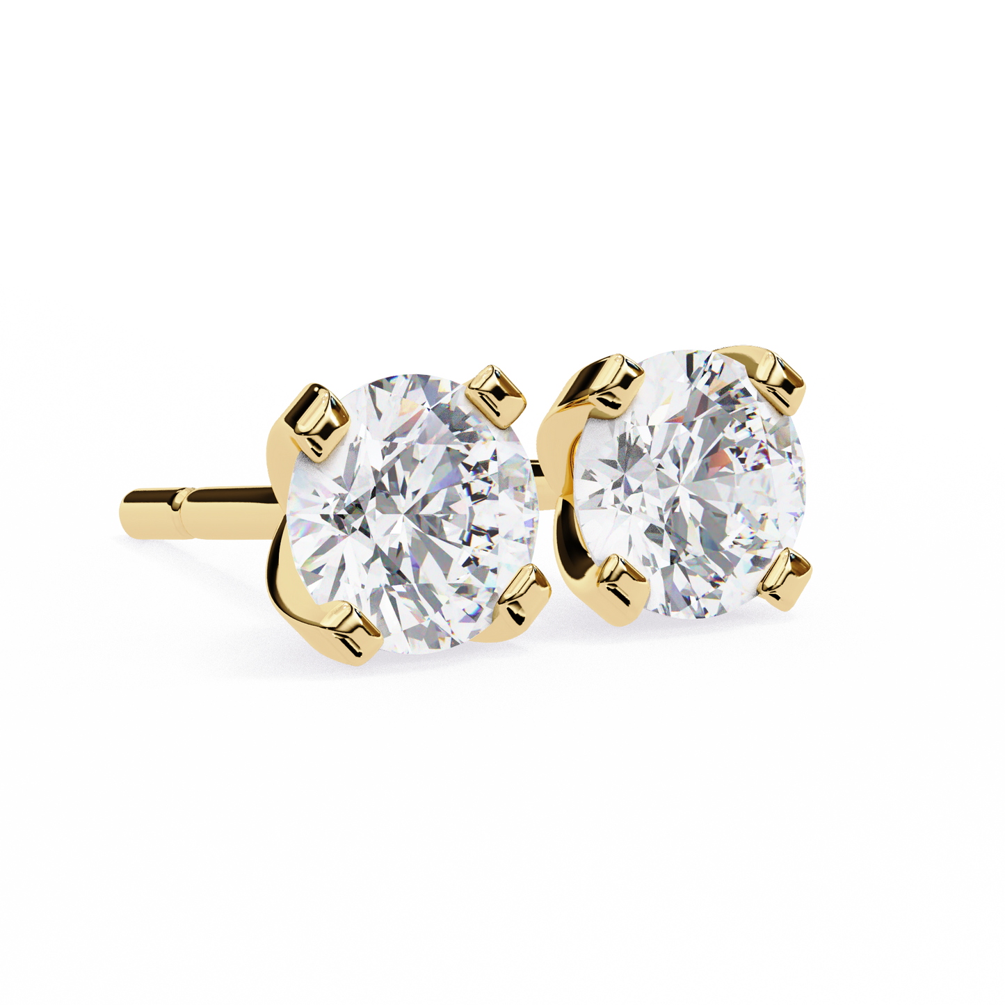 LGD Solitaire Ear Studs Round Stone (2.58ct Pair) In 14K Gold