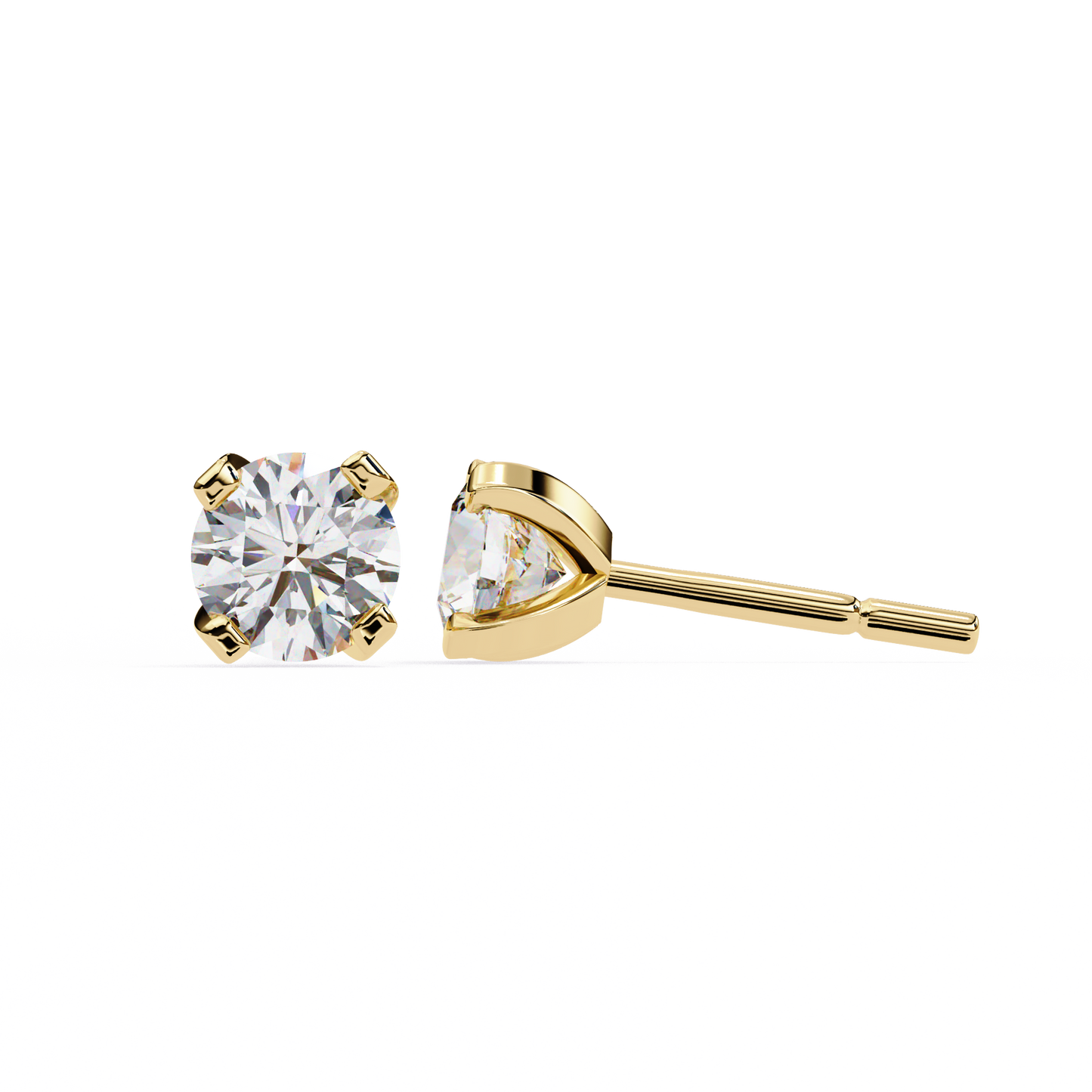 LGD Solitaire Ear Studs Round Stone (2.58ct Pair) In 14K Gold