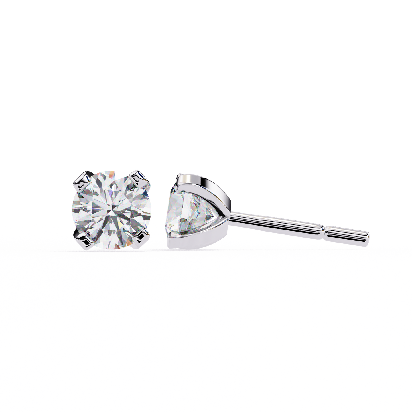 LGD Solitaire Ear Studs Round Stone (2.58ct Pair) In 14K Gold