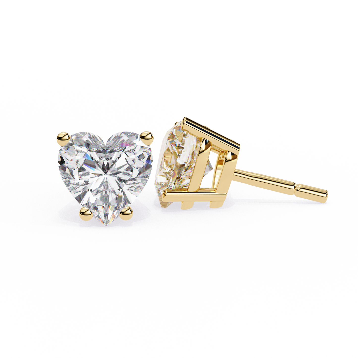 LGD Ear Studs Heart Stone (2.44ct) In 14K Gold