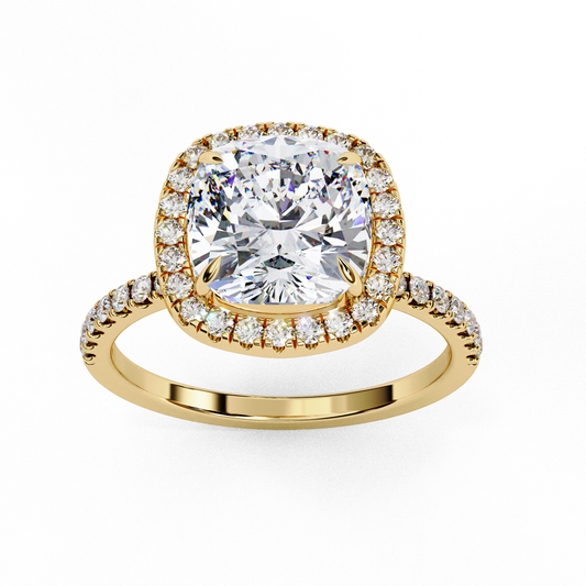 Lab Grown Diamond Solitaire Ring Cushion Square Stone (2.18ct) In 14K Gold