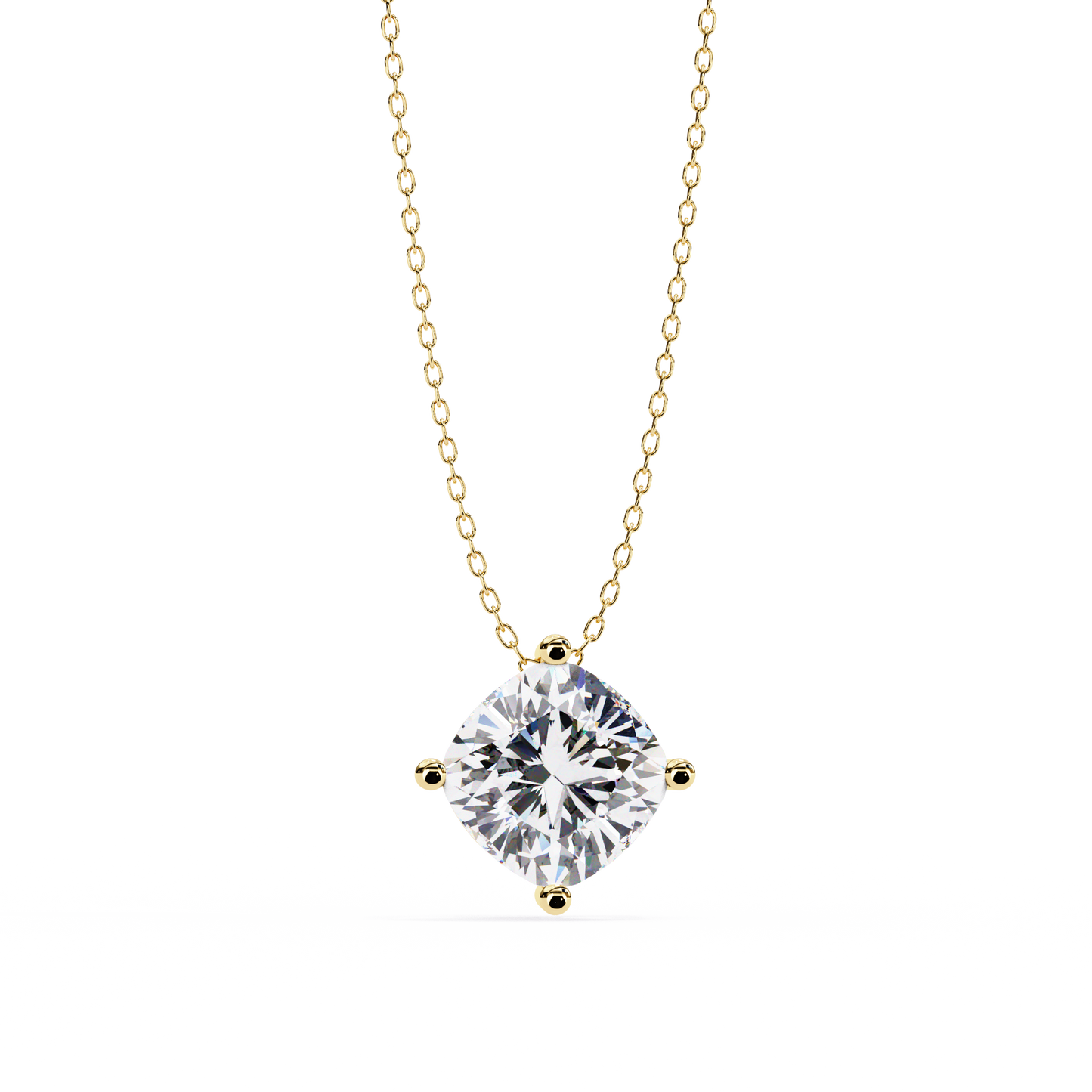 Lab Grown Diamond Solitaire Pendant Cushion Square Stone (2.32ct) In 14K Gold Without Chain