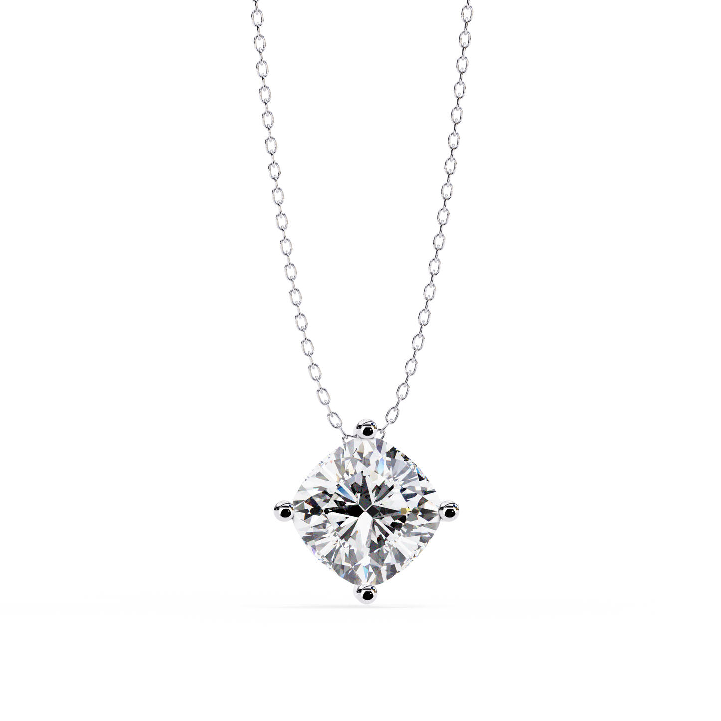 Lab Grown Diamond Solitaire Pendant Cushion Square Stone (2.32ct) In 14K Gold Without Chain