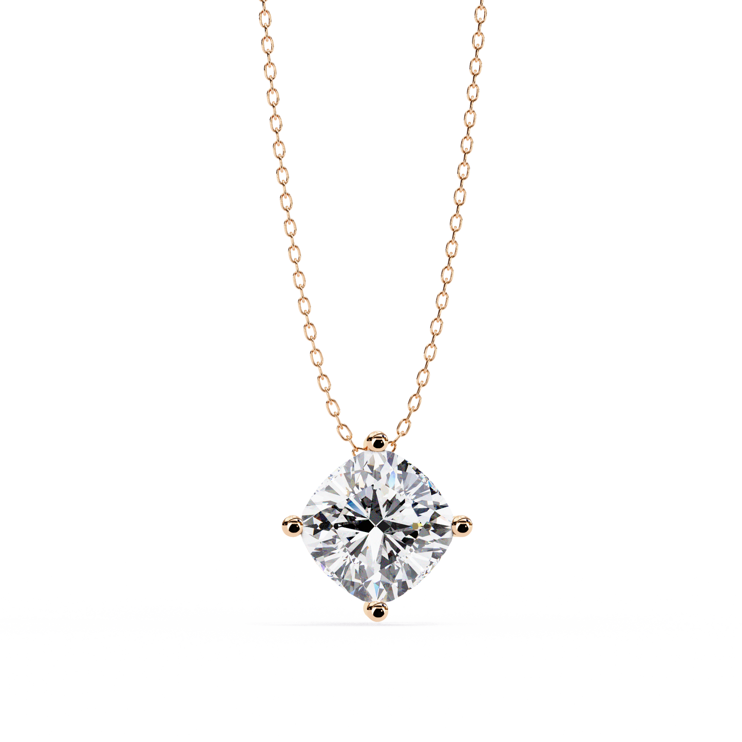 Lab Grown Diamond Solitaire Pendant Cushion Square Stone (2.32ct) In 14K Gold Without Chain