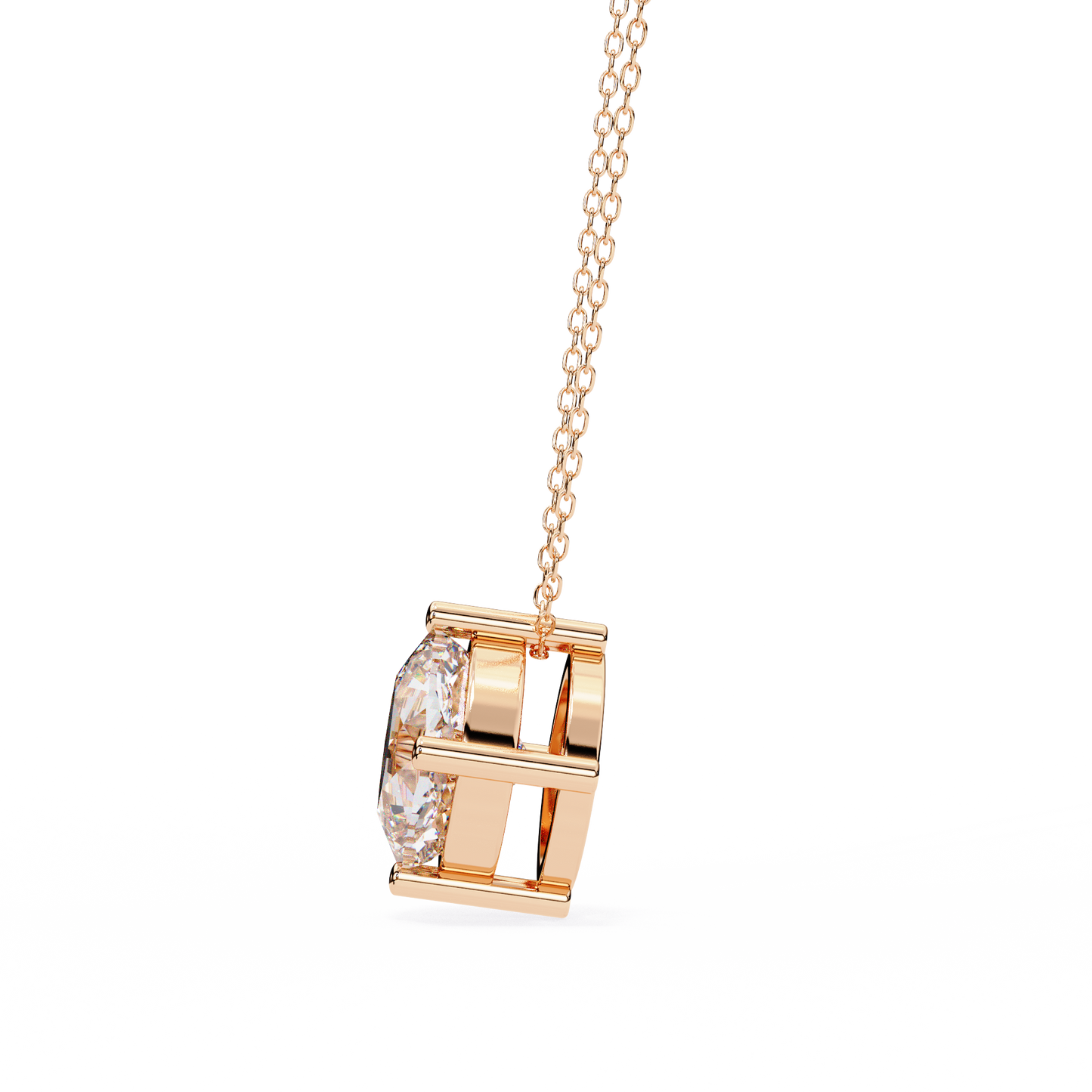 Lab Grown Diamond Solitaire Pendant Cushion Square Stone (2.32ct) In 14K Gold Without Chain