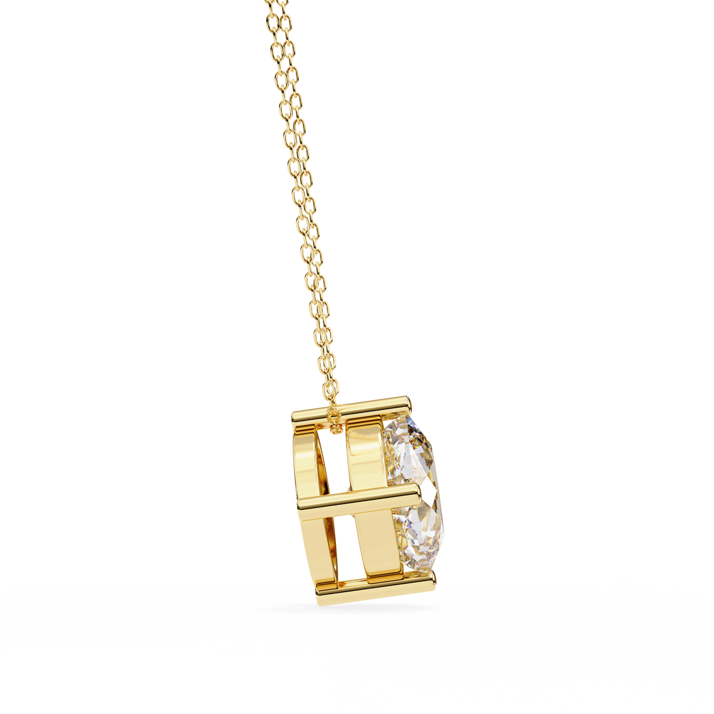 Lab Grown Diamond Solitaire Pendant Cushion Square Stone (2.32ct) In 14K Gold Without Chain