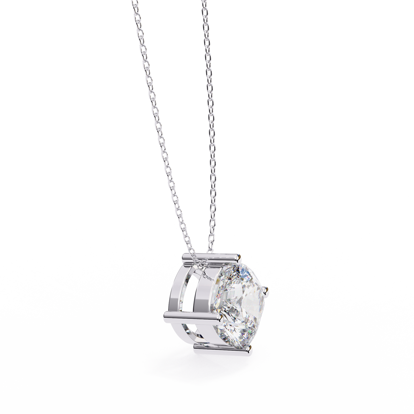 Lab Grown Diamond Solitaire Pendant Cushion Square Stone (2.32ct) In 14K Gold Without Chain