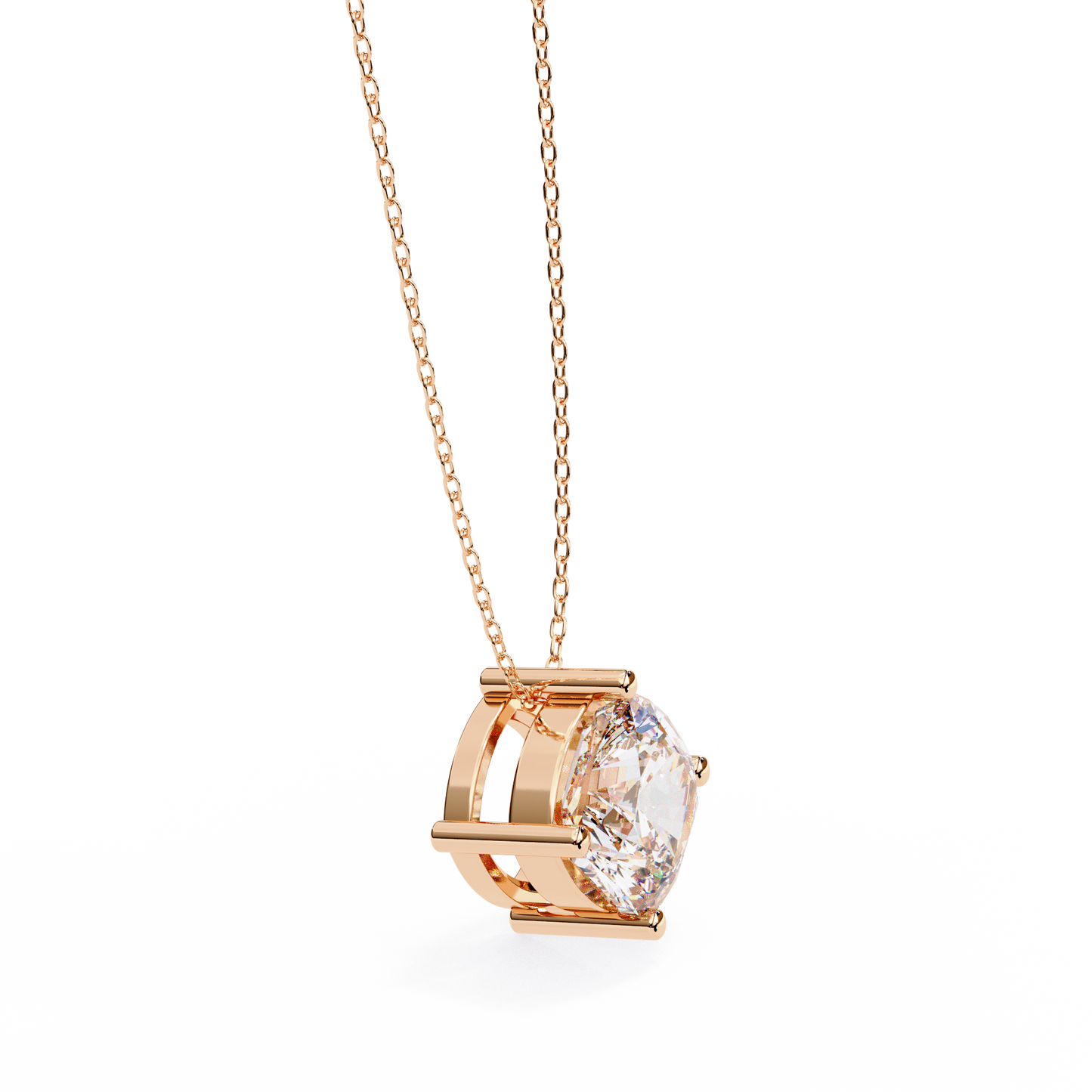 Lab Grown Diamond Solitaire Pendant Cushion Square Stone (2.32ct) In 14K Gold Without Chain