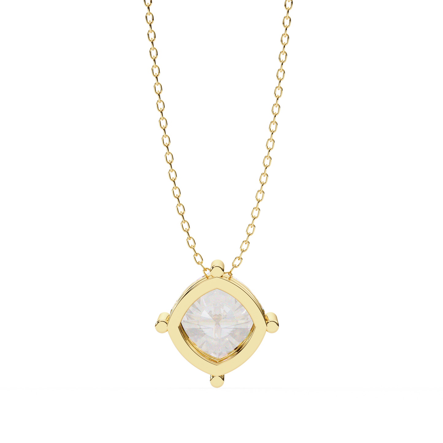 Lab Grown Diamond Solitaire Pendant Cushion Square Stone (2.32ct) In 14K Gold Without Chain