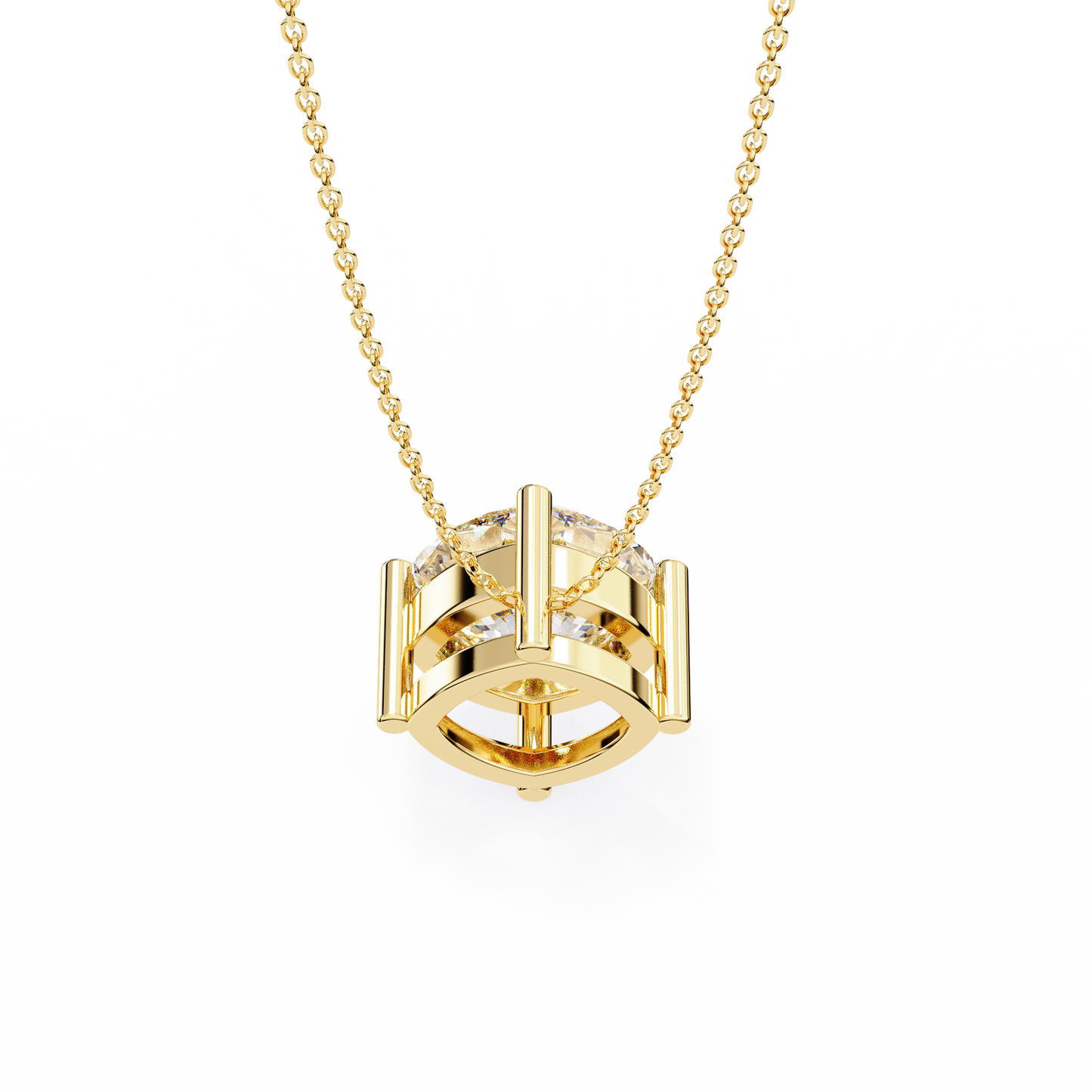 Lab Grown Diamond Solitaire Pendant Cushion Square Stone (2.32ct) In 14K Gold Without Chain