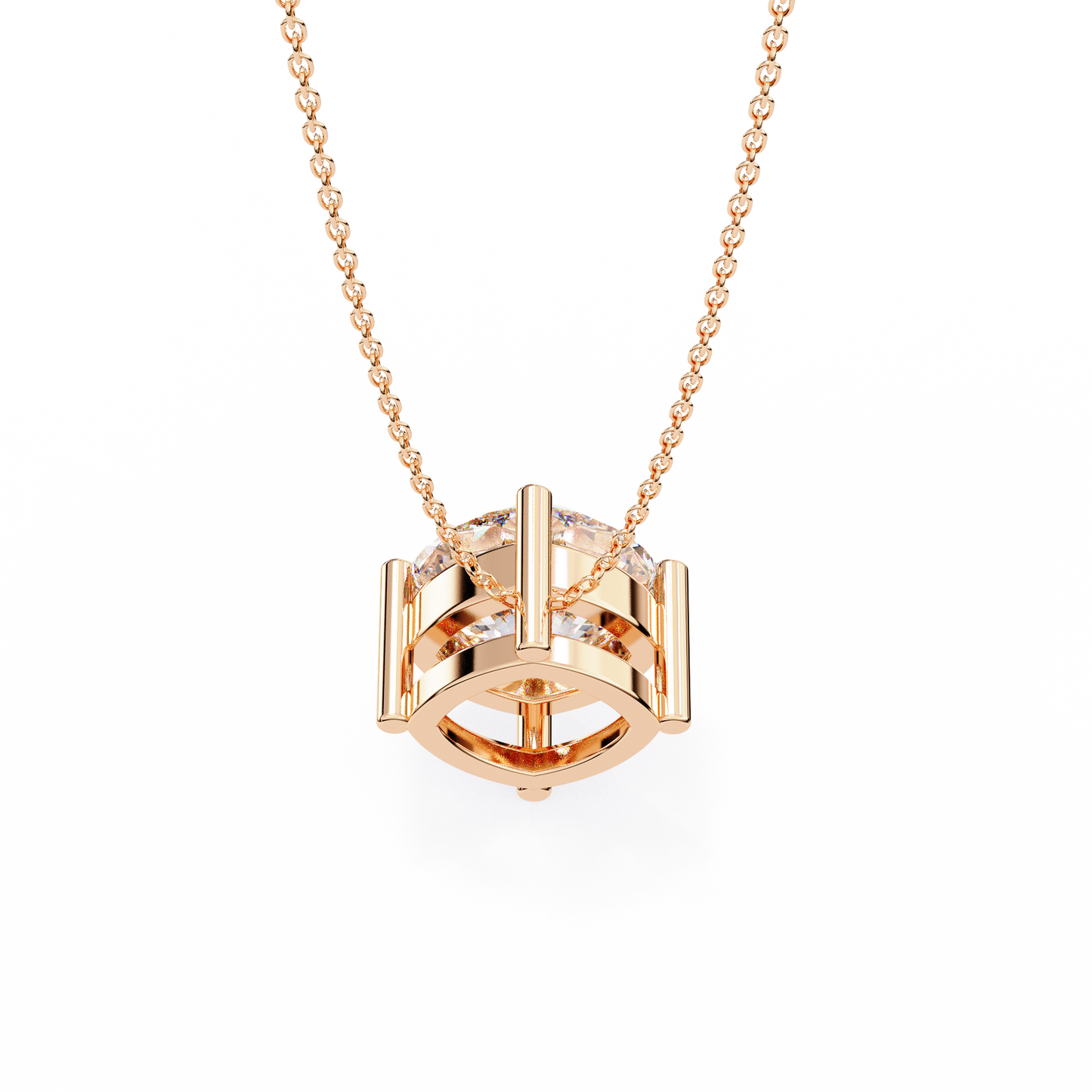 Lab Grown Diamond Solitaire Pendant Cushion Square Stone (2.32ct) In 14K Gold Without Chain