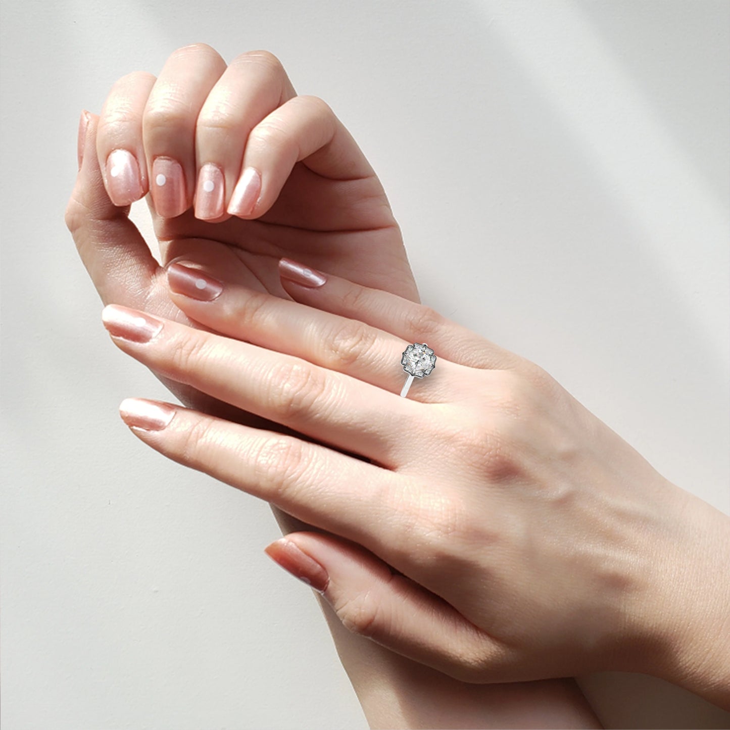 LGD Solitaire Ring Cushion Stone (3.52ct) In 14K Gold