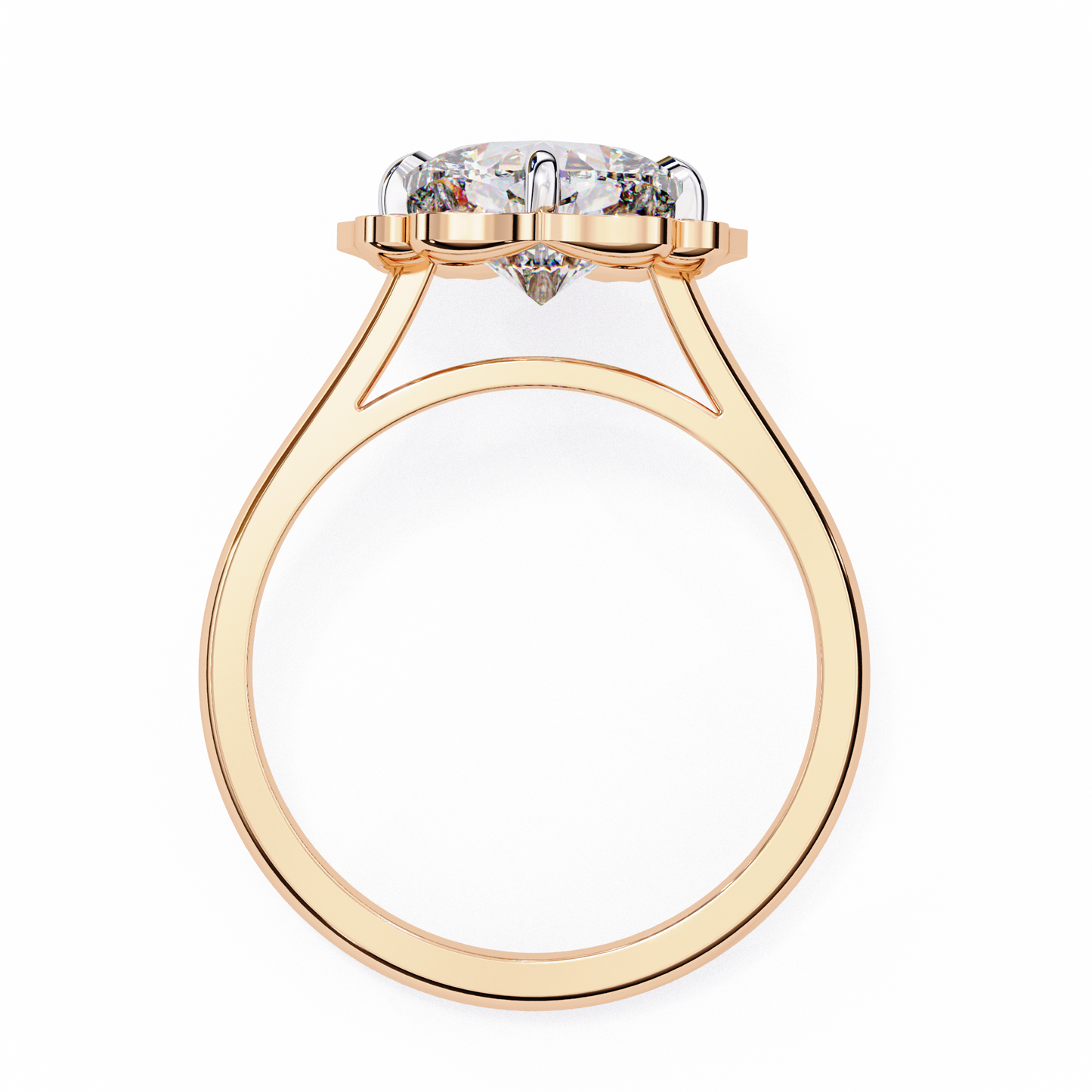 LGD Solitaire Ring Cushion Stone (3.52ct) In 14K Gold