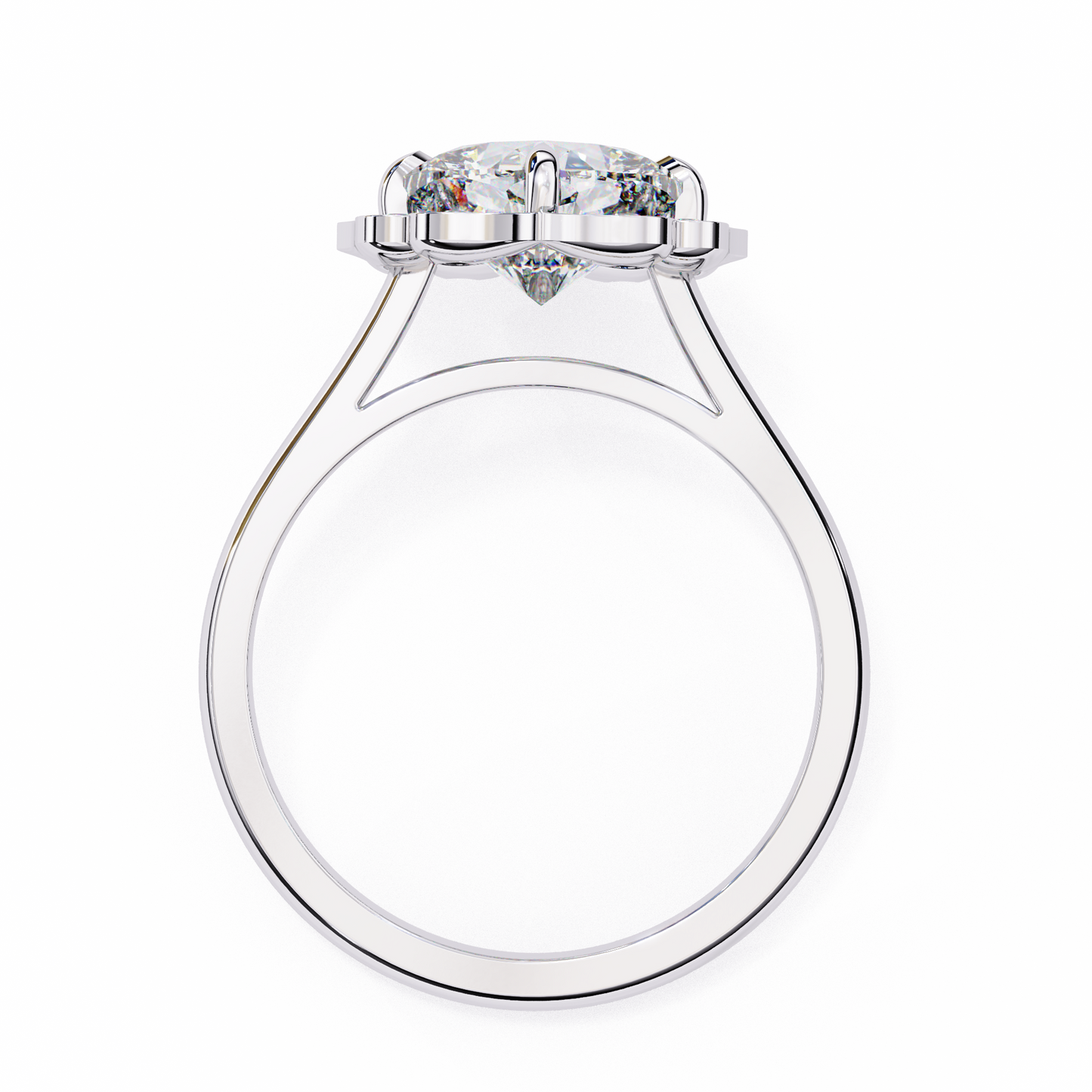 LGD Solitaire Ring Cushion Stone (3.52ct) In 14K Gold