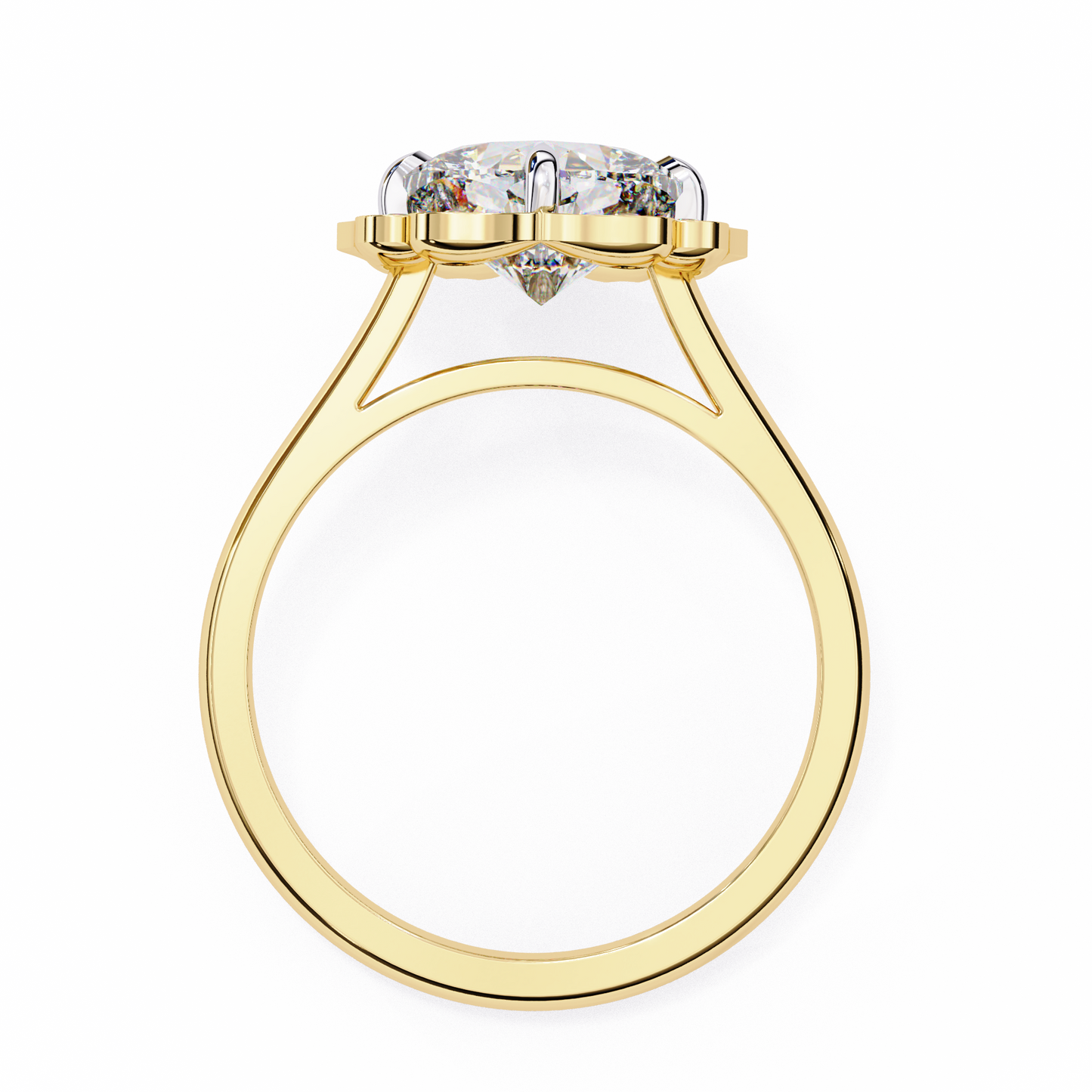 LGD Solitaire Ring Cushion Stone (3.52ct) In 14K Gold