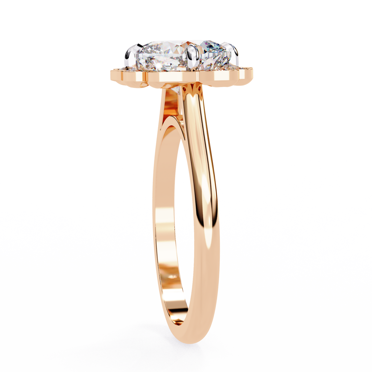 LGD Solitaire Ring Cushion Stone (3.52ct) In 14K Gold