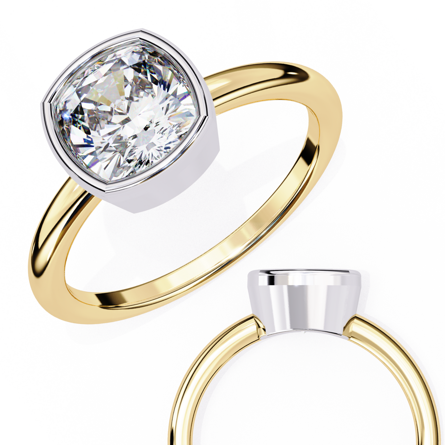 LGD Solitaire Ring Cushion Stone (1.78ct) In 14K Gold