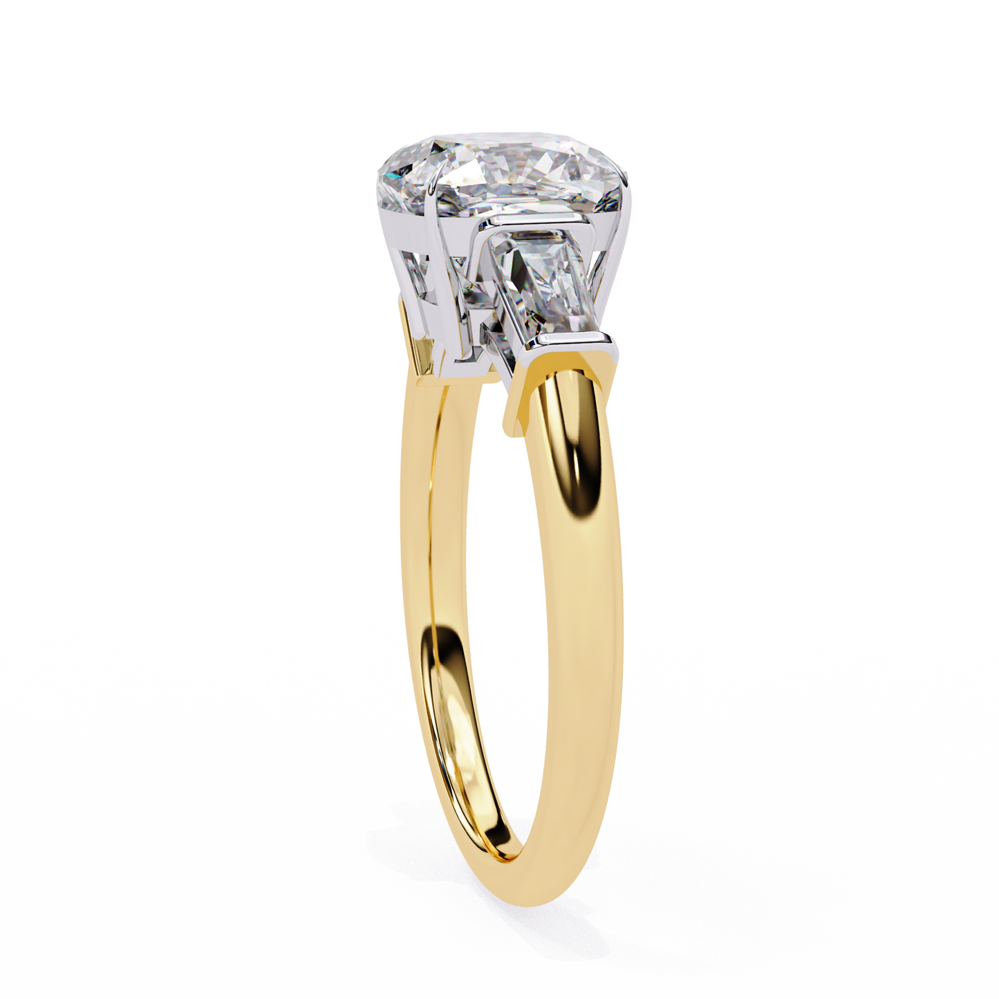 LGD Solitaire Ring Cushion (3.85ct) In 14K Gold