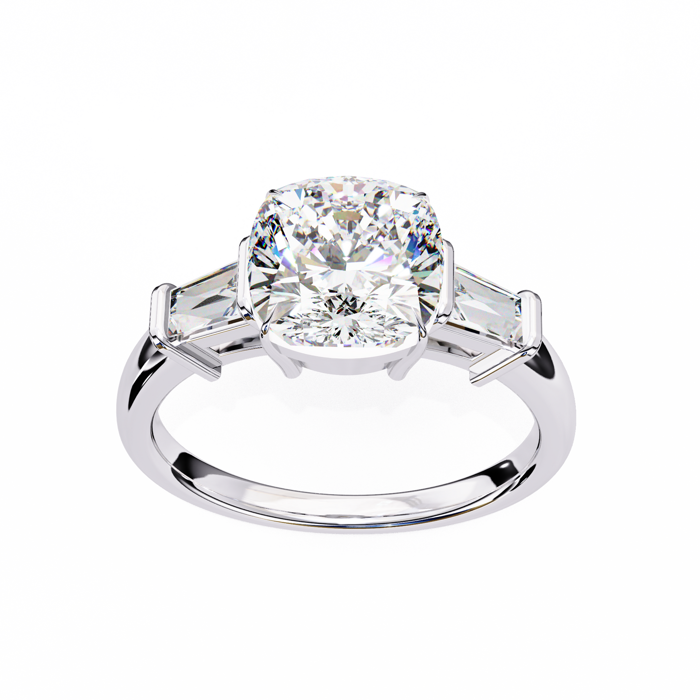 LGD Solitaire Ring Cushion (3.85ct) In 14K Gold