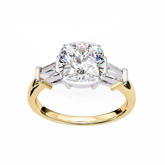 LGD Solitaire Ring Cushion (3.85ct) In 14K Gold