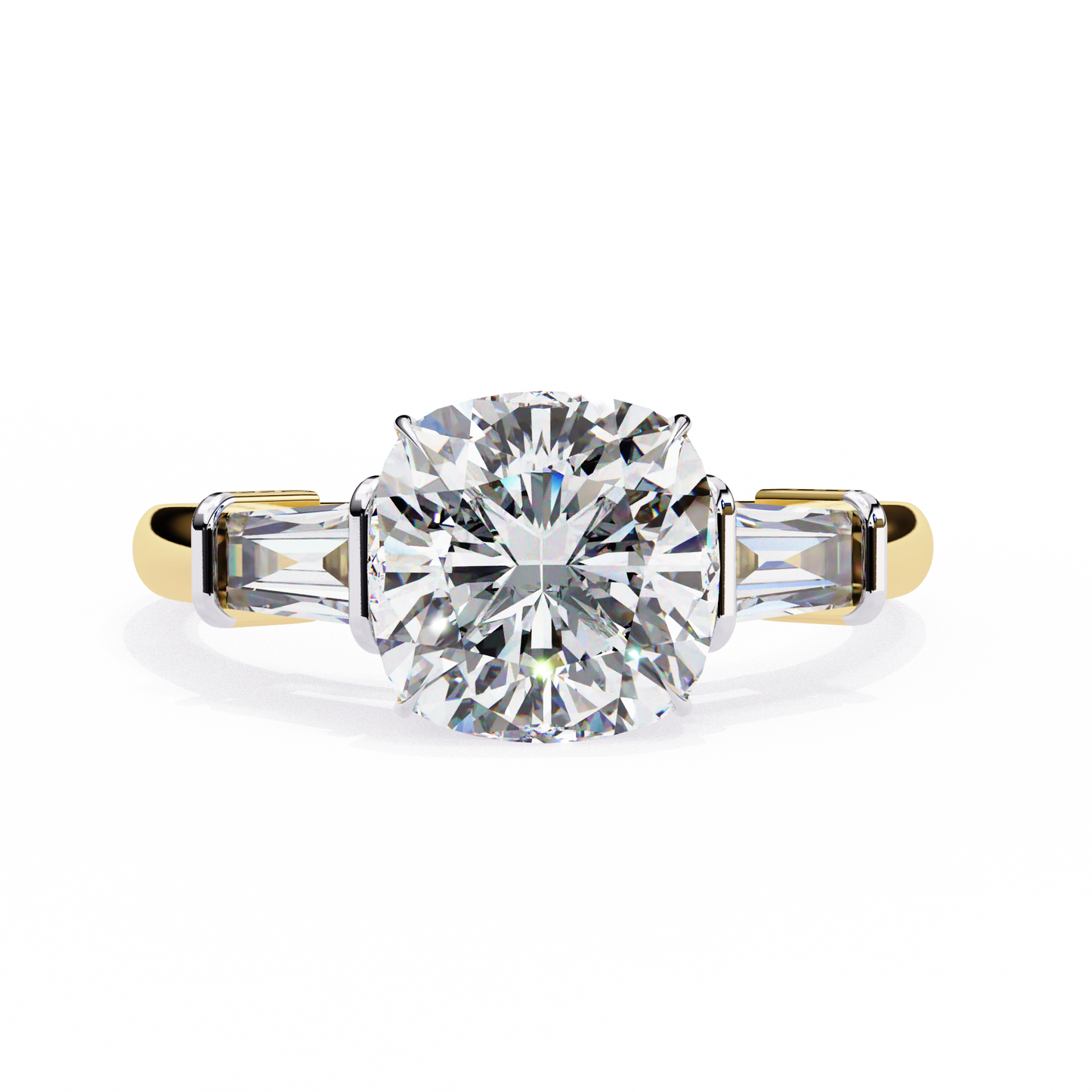 LGD Solitaire Ring Cushion (3.85ct) In 14K Gold