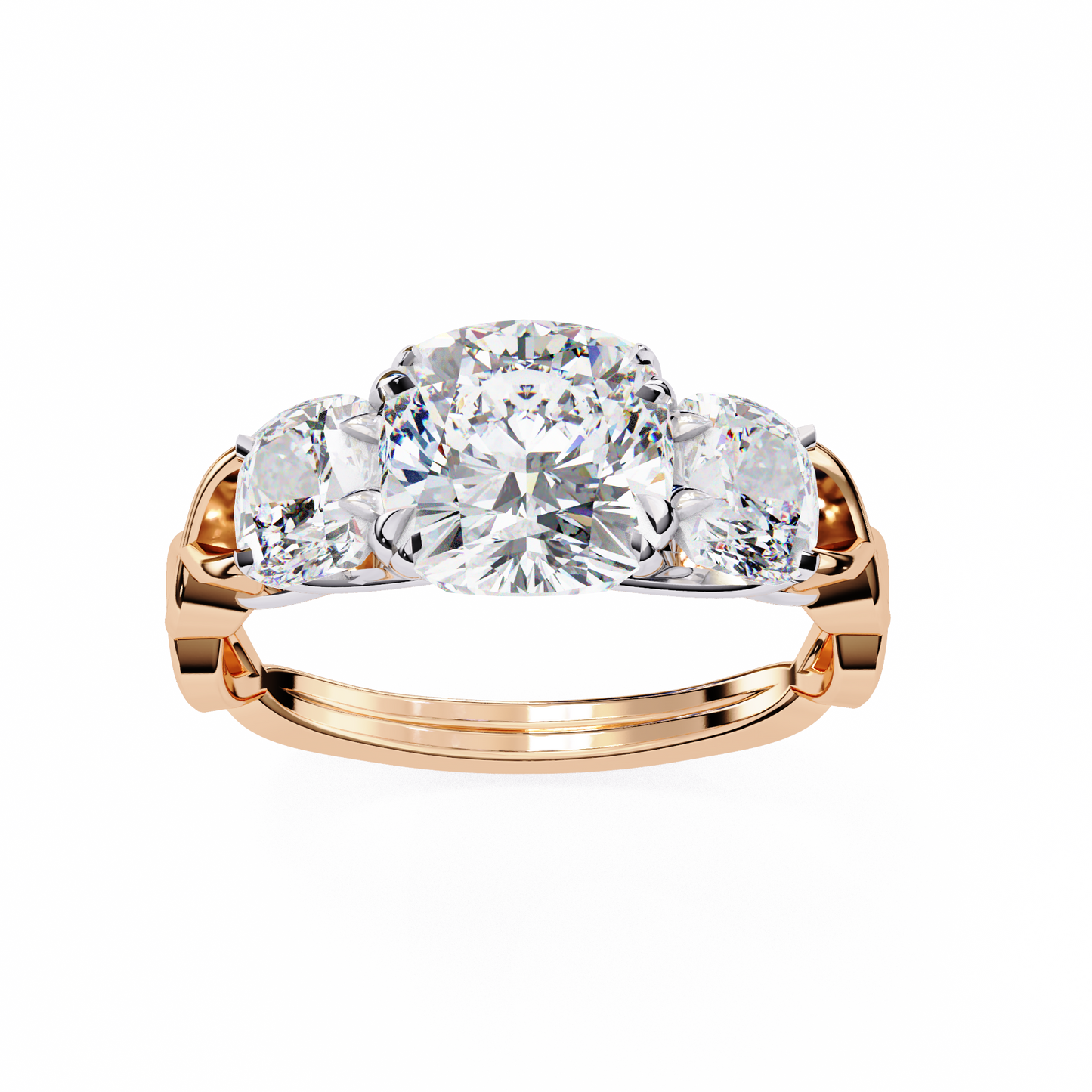 LGD Solitaire Ring Cushion Square (3.49ct) In 14K Gold