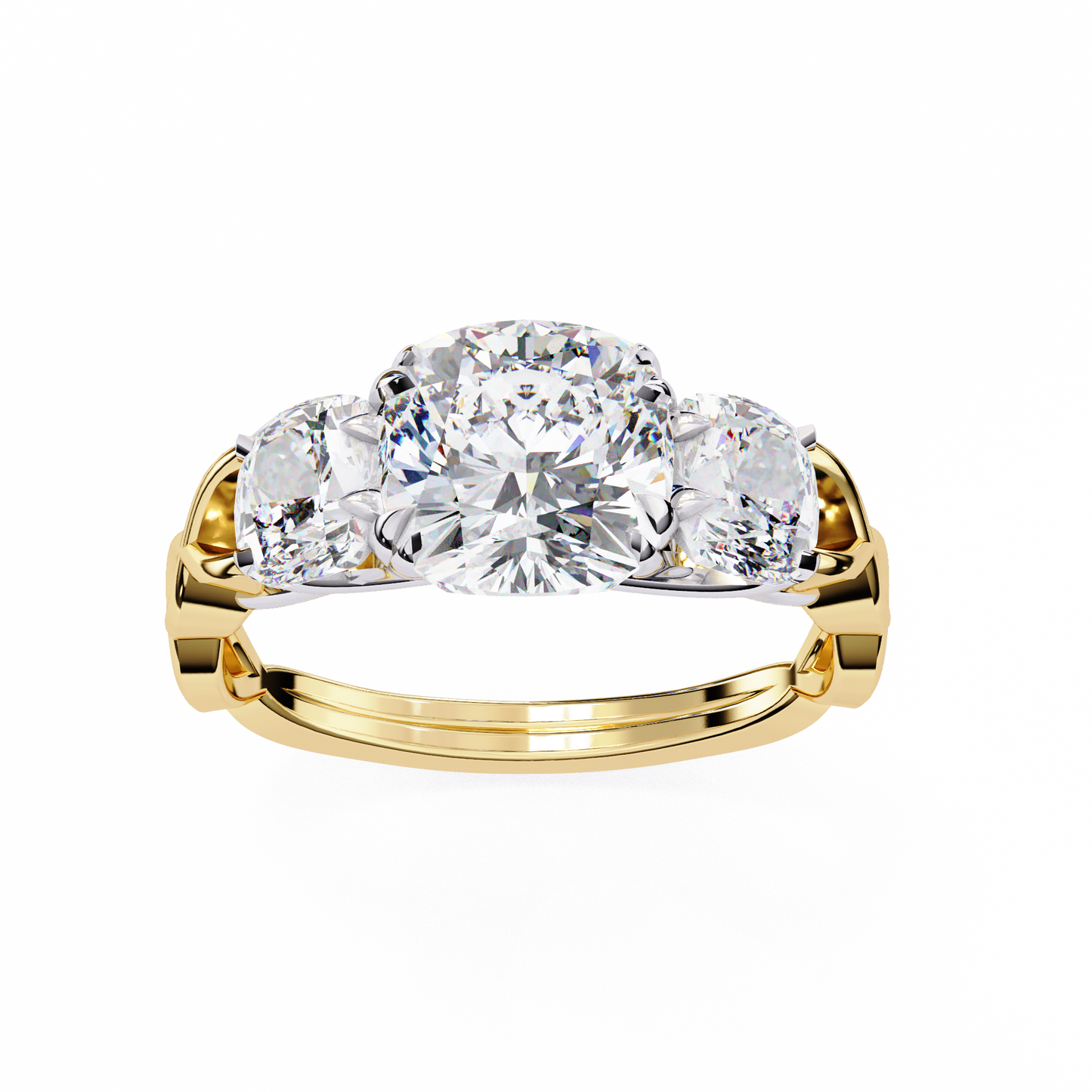LGD Solitaire Ring Cushion Square (3.49ct) In 14K Gold