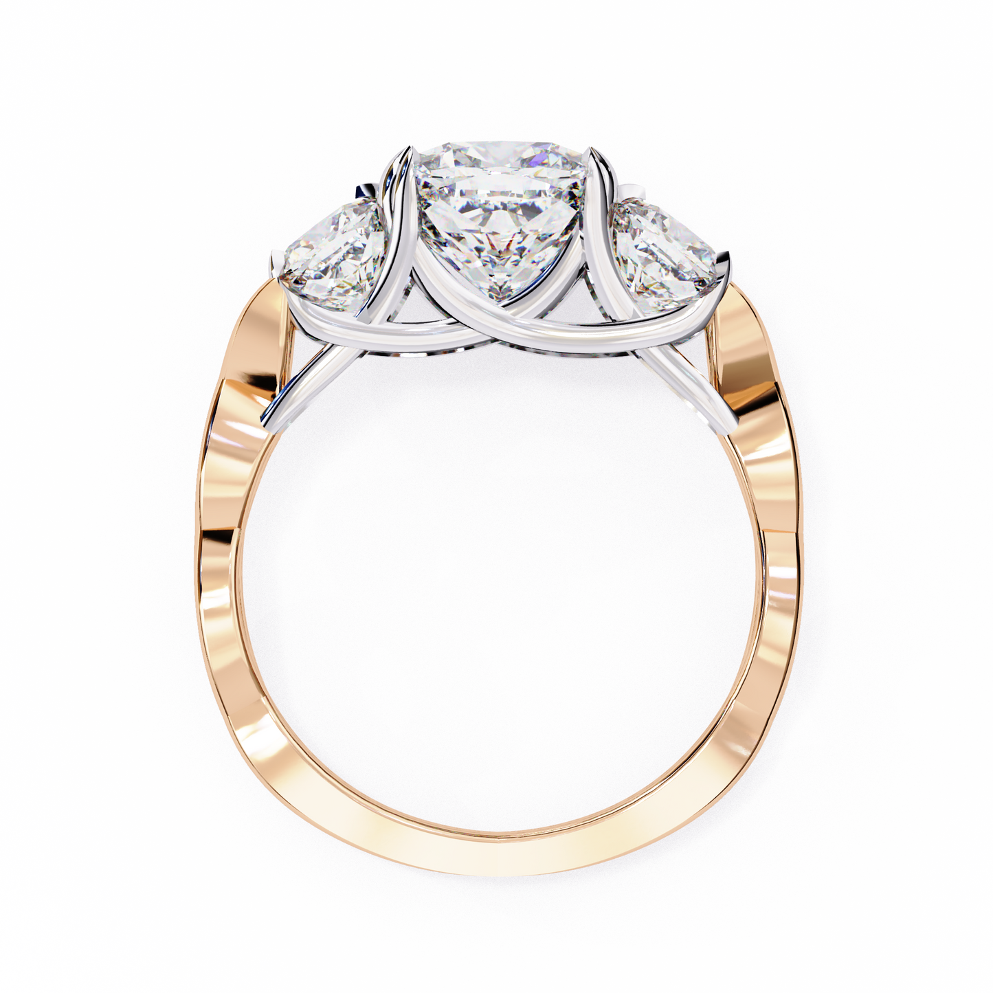LGD Solitaire Ring Cushion Square (3.49ct) In 14K Gold