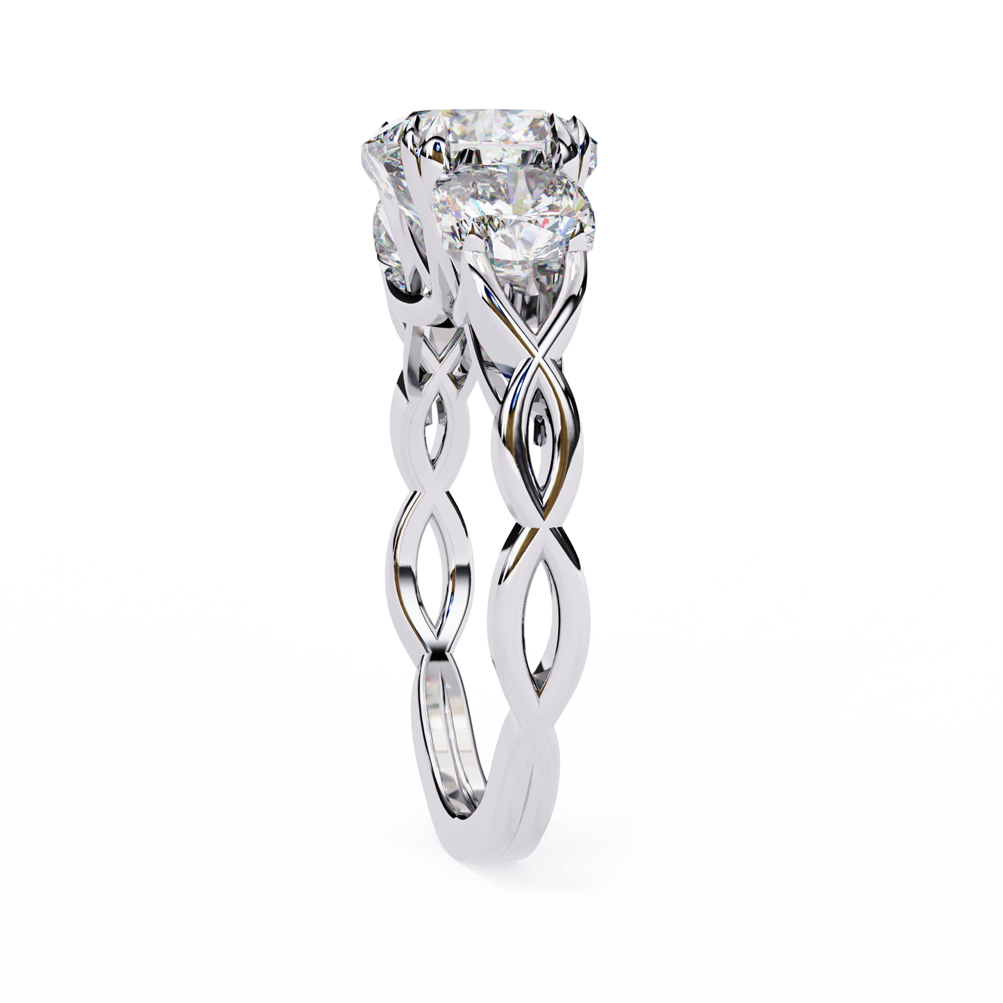 LGD Solitaire Ring Cushion Square (3.49ct) In 14K Gold