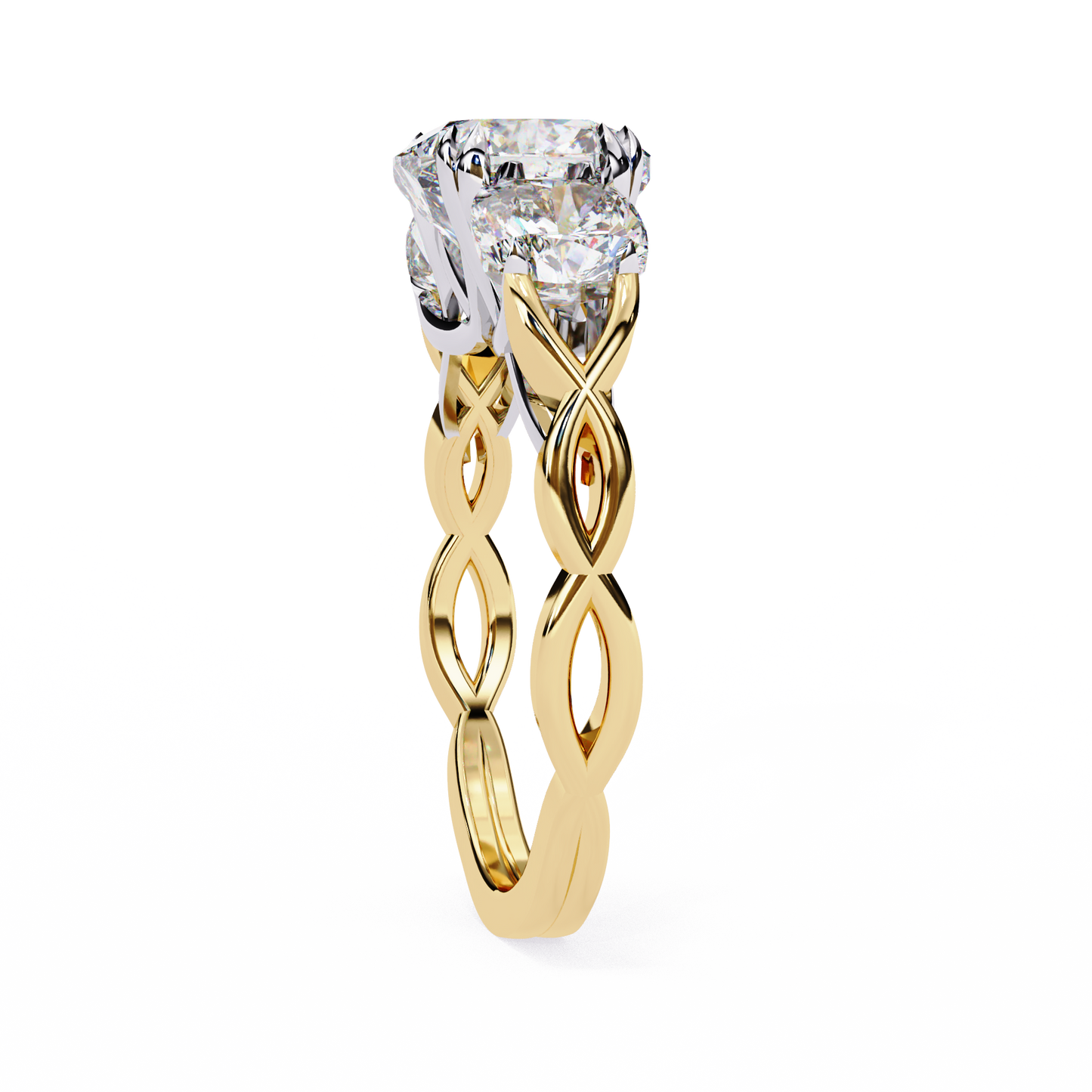 LGD Solitaire Ring Cushion Square (3.49ct) In 14K Gold