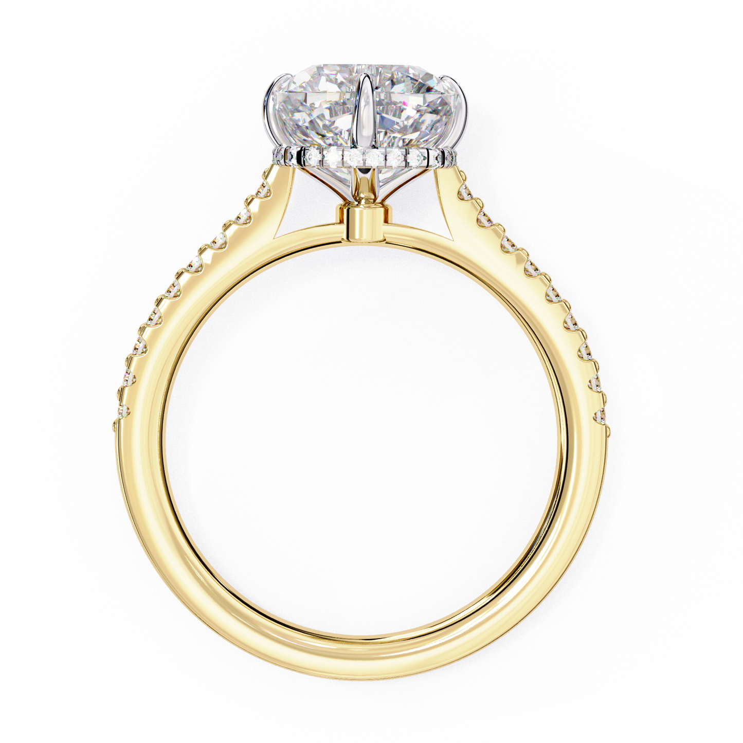 LGD Solitaire Ring Cushion Stone (3.42ct) In 14K Gold