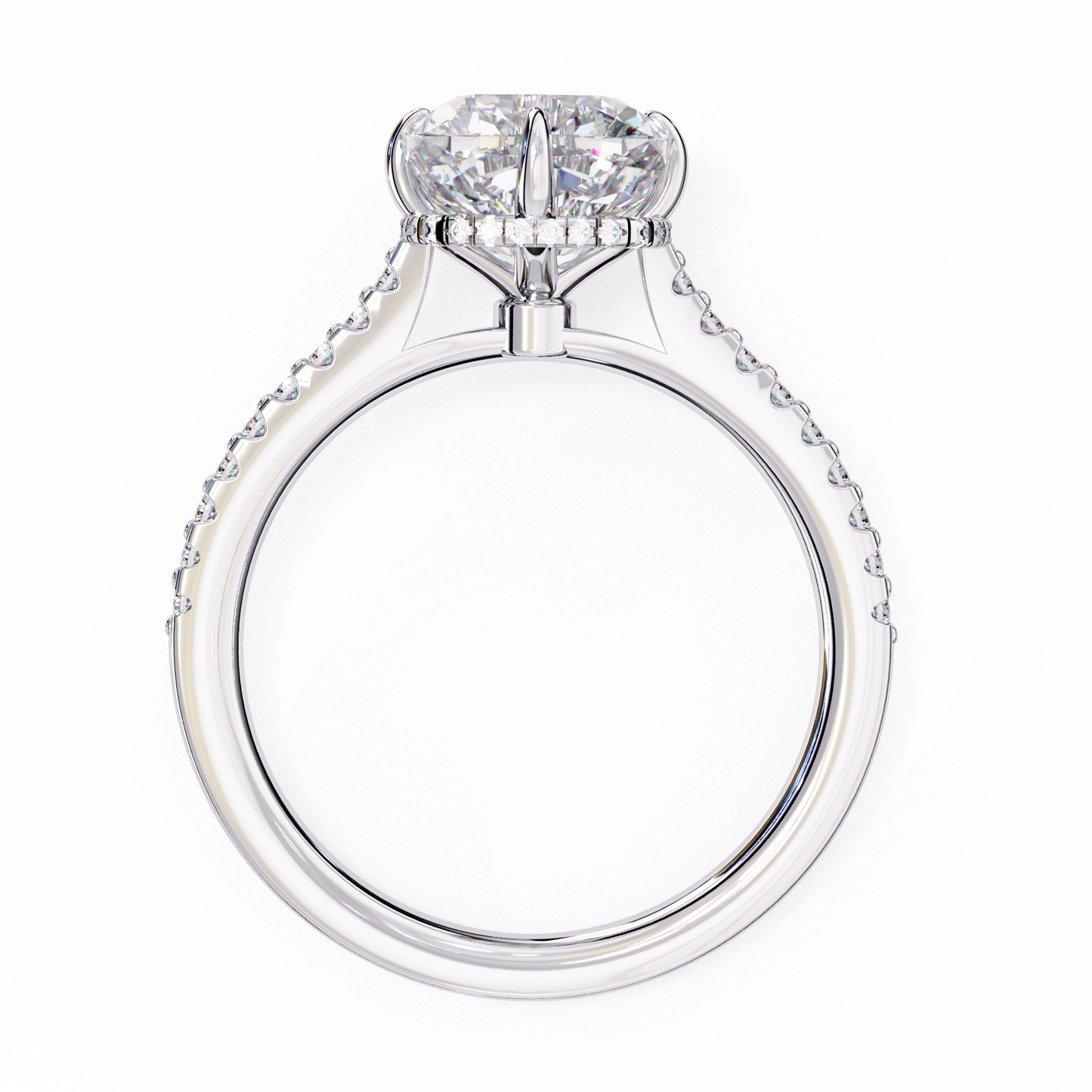 LGD Solitaire Ring Cushion Stone (3.42ct) In 14K Gold