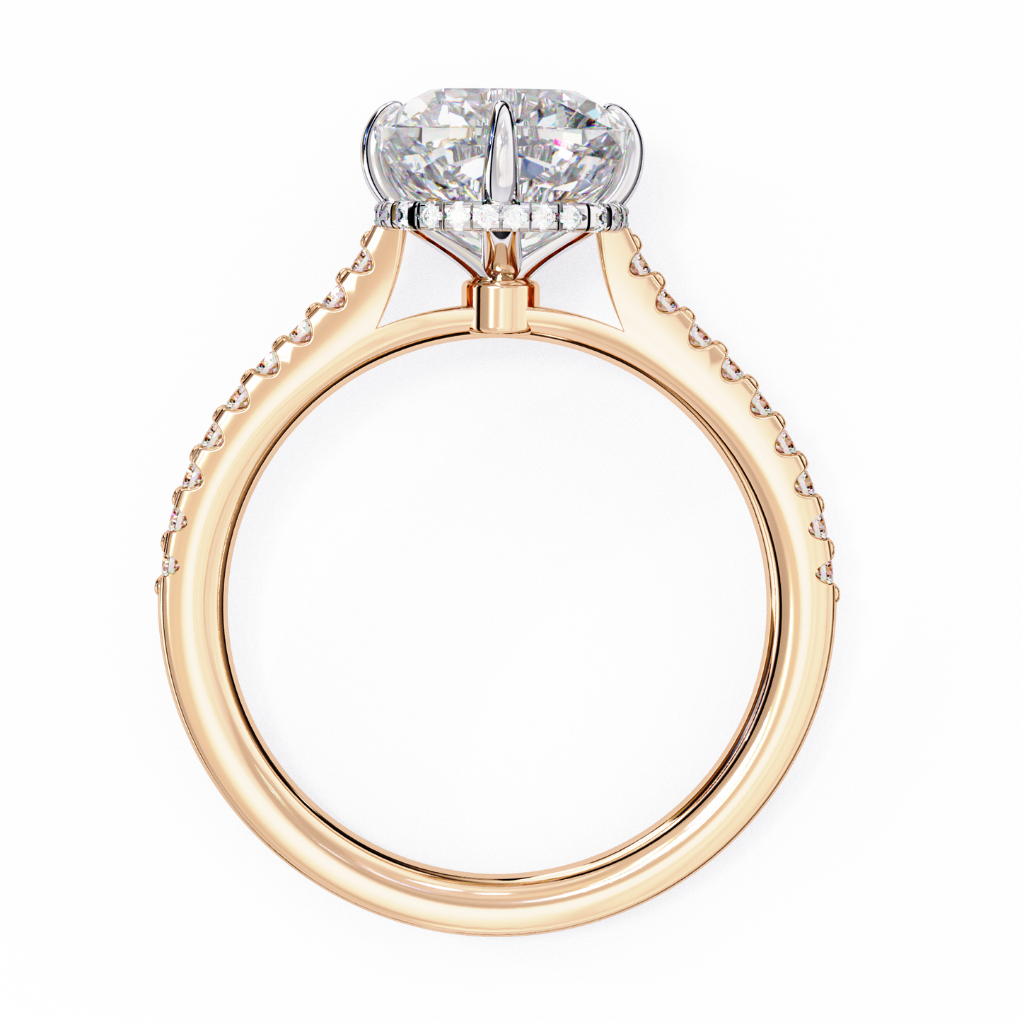 LGD Solitaire Ring Cushion Stone (3.42ct) In 14K Gold