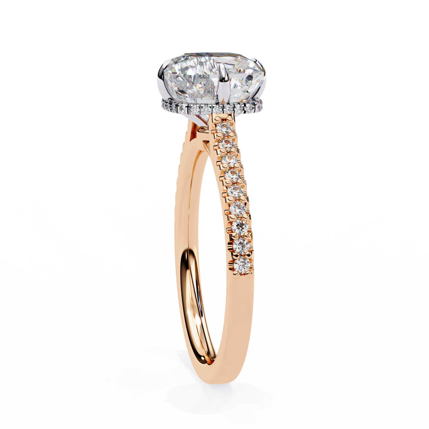LGD Solitaire Ring Cushion Stone (3.42ct) In 14K Gold