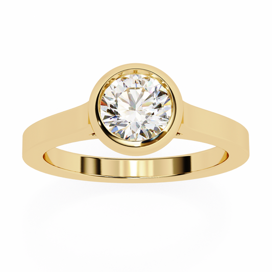 Lab Grown Diamond Ring Round Stone (0.64ct) In 14K Gold