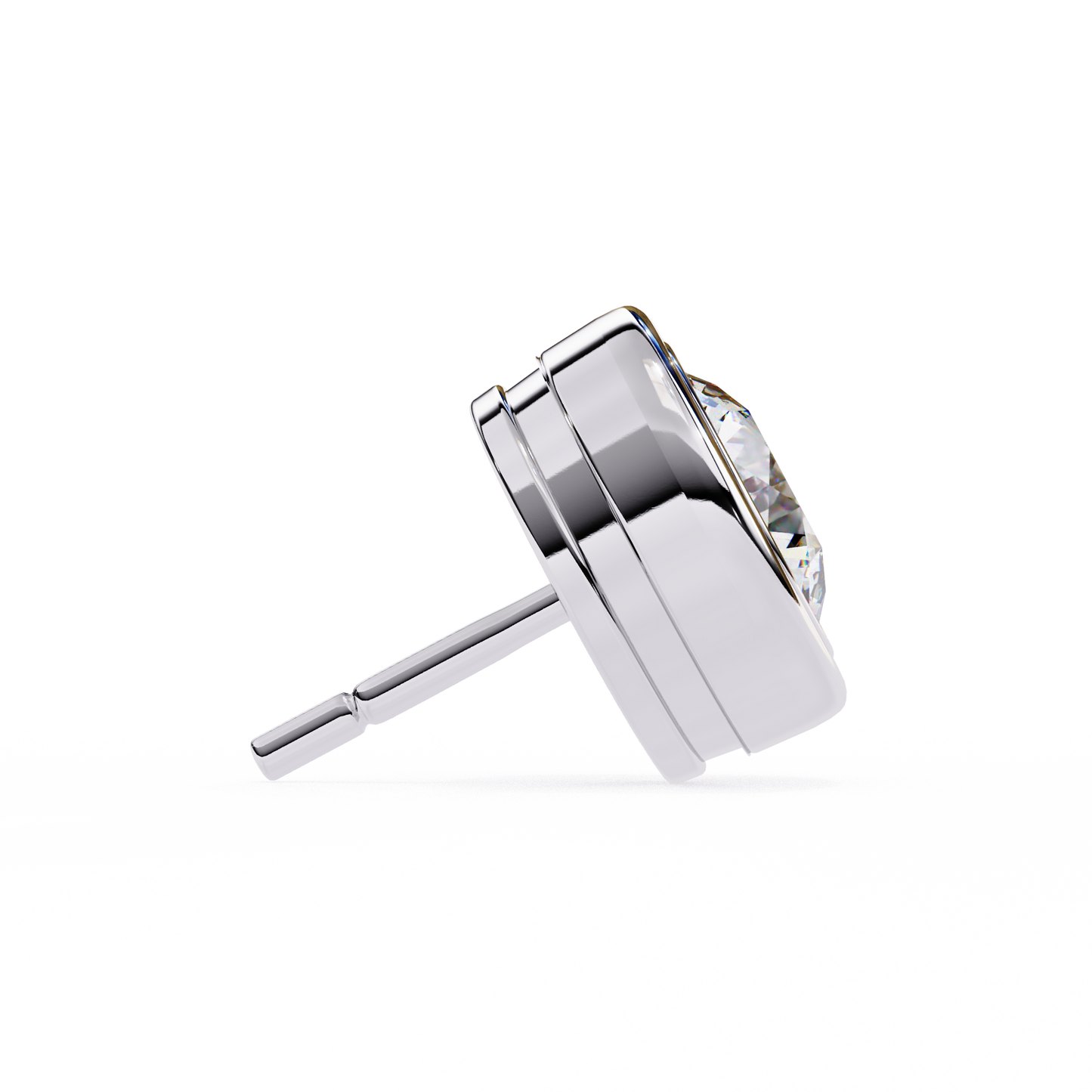 Lab Grown Ear Studs Round Stone In 14K Gold